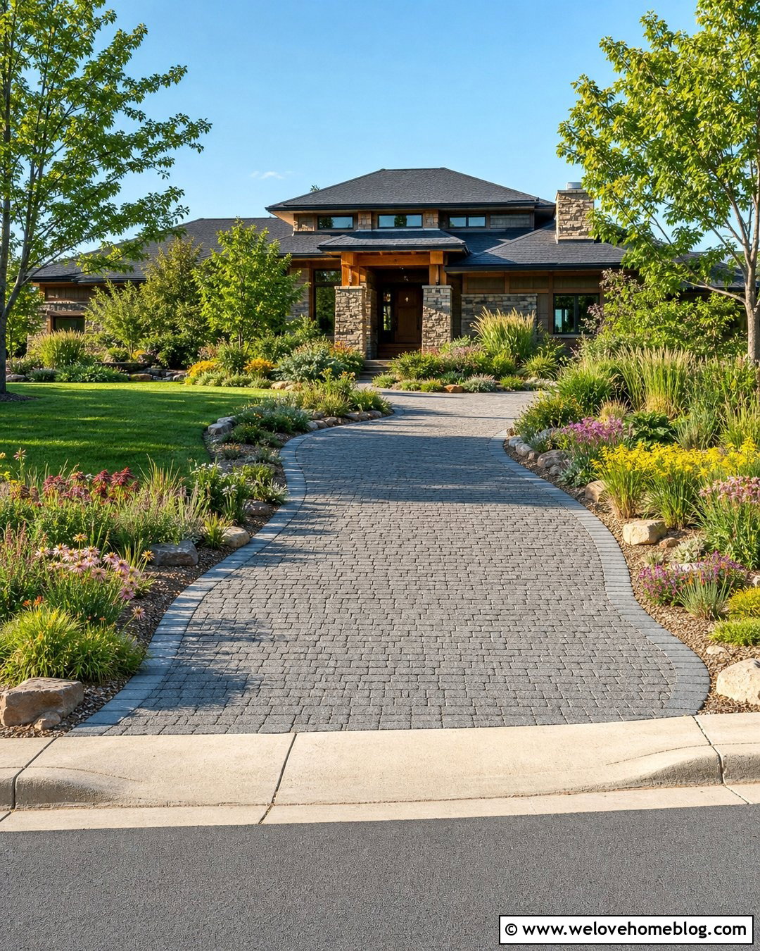 Driveway With Native Plant Borders - 20 driveway landscaping curb appeal ideas