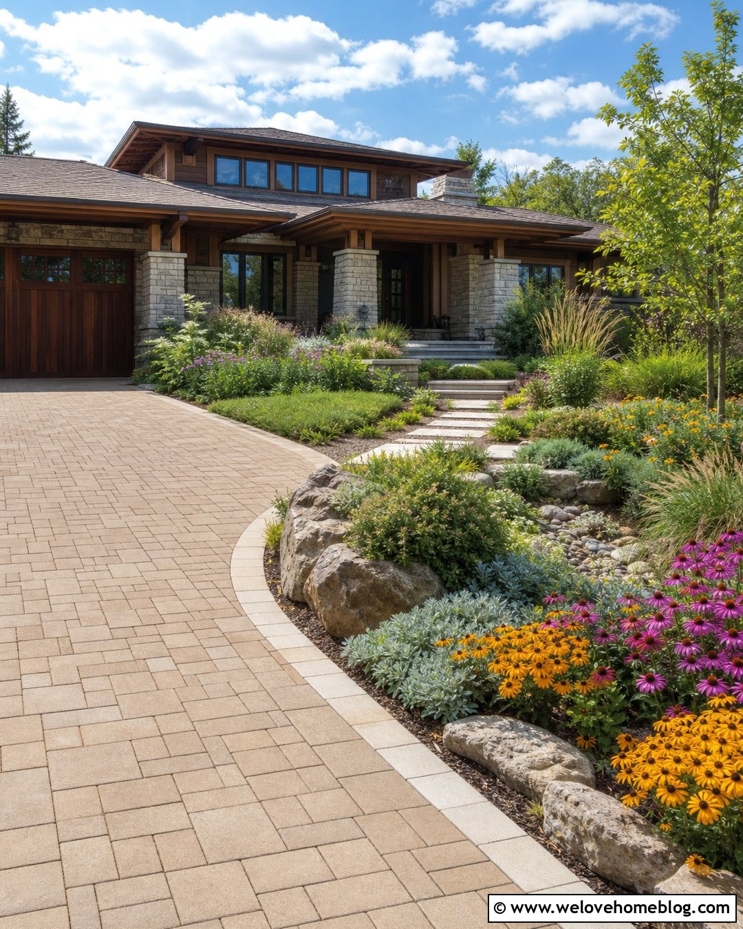 Driveway With Native Plant Garden - 40 driveway front garden ideas