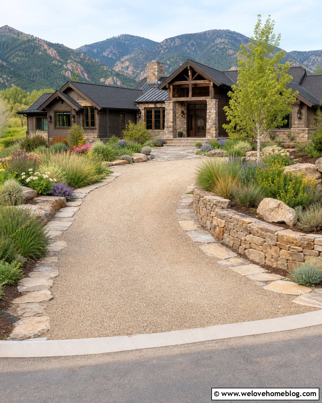 Driveway With Natural Stone Front Garden - 40 driveway front garden ideas