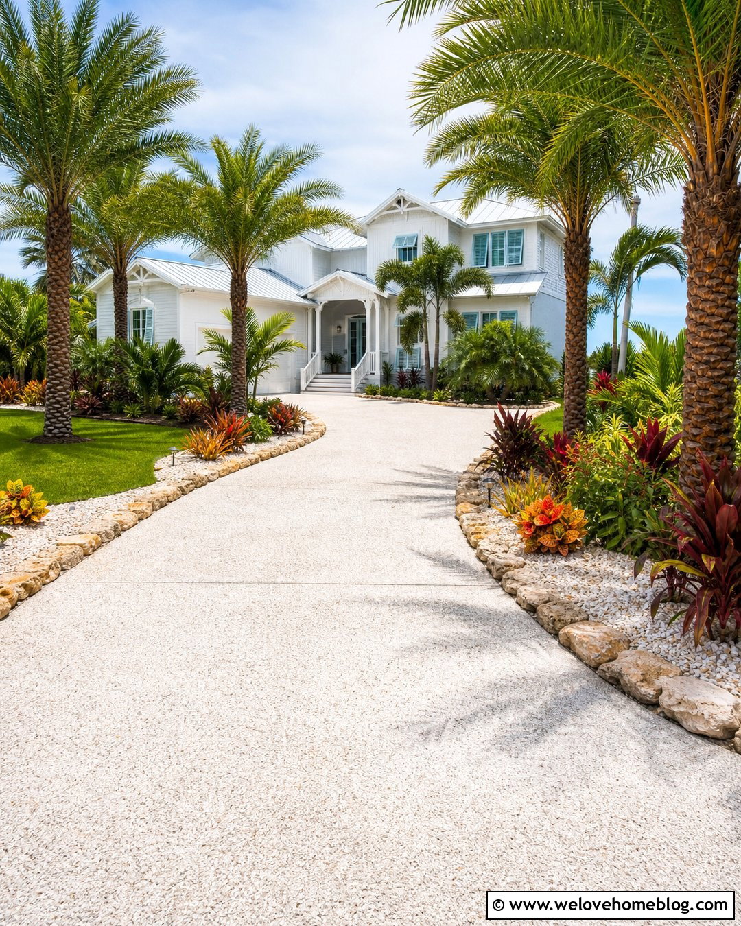 Driveway With Palm And Tropical Landscaping - 40 landscaping along driveway ideas