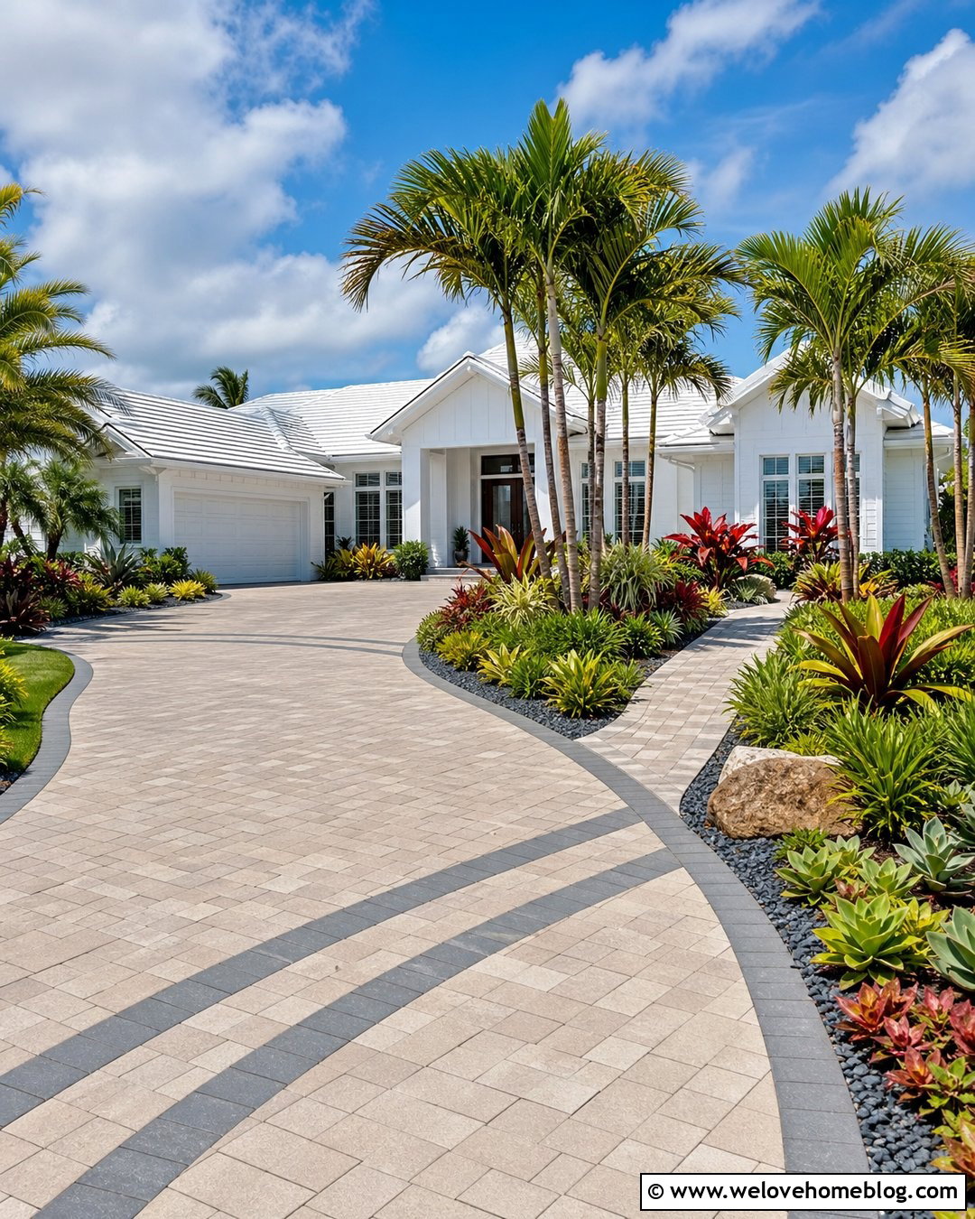 Driveway With Palm And Tropical Landscaping - 25 Front Yard Landscaping Driveway Ideas