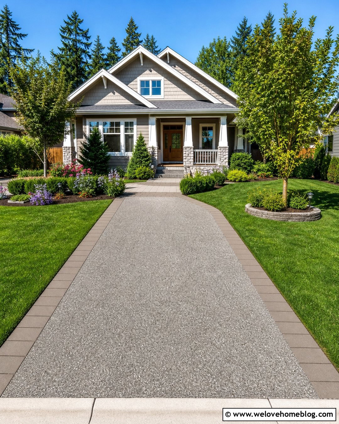 Driveway With Paver Border And Matching Walkway - 20 driveway with pavers around it ideas