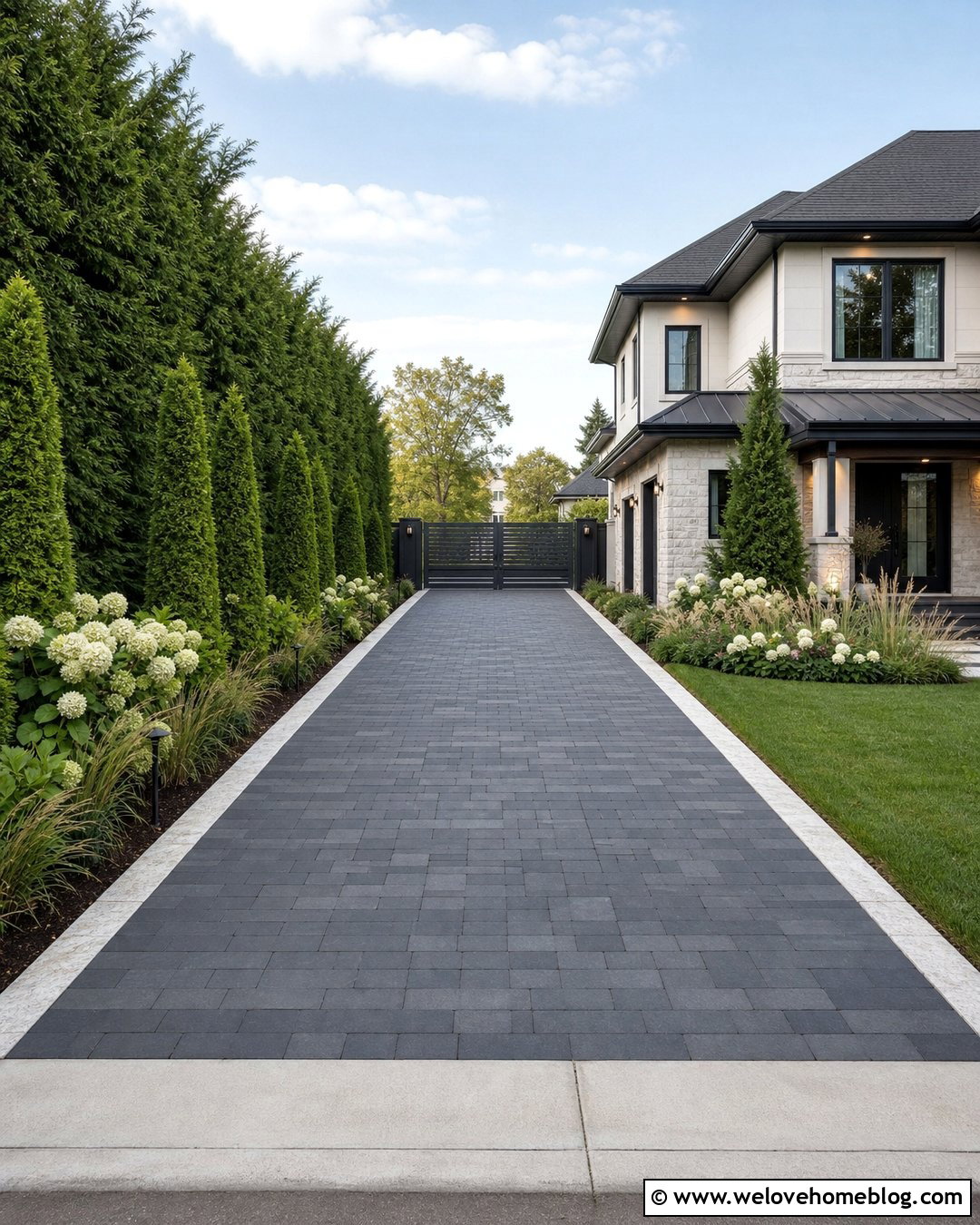 Driveway With Privacy Hedge Landscaping - 50 Driveway Landscaping Ideas