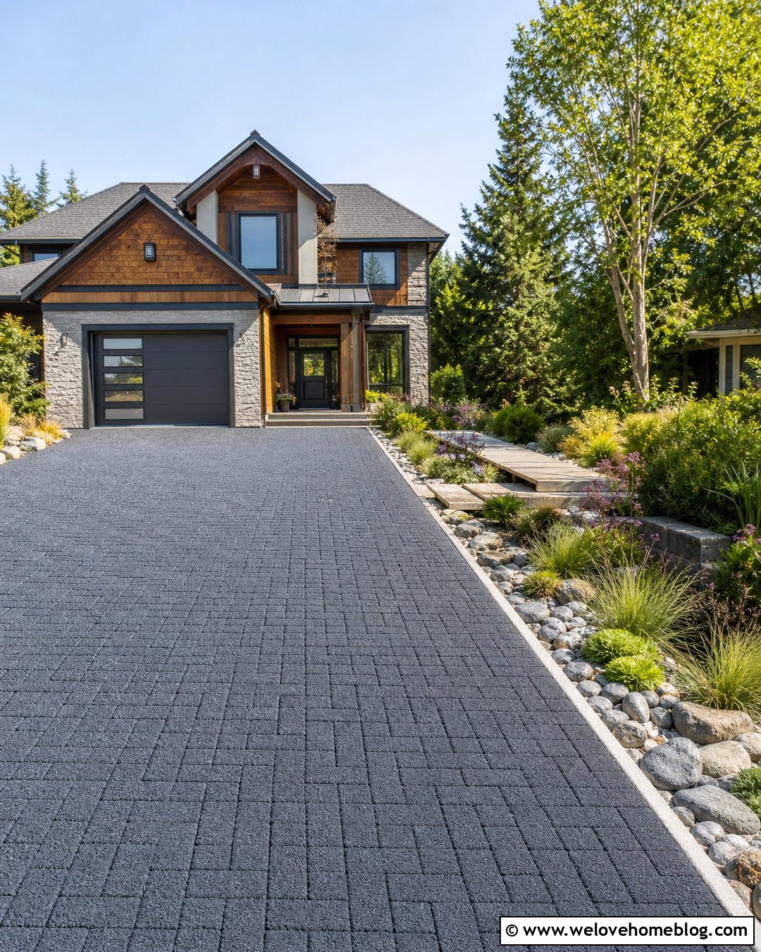 Driveway With Rain Garden Border - 20 garden with driveway ideas