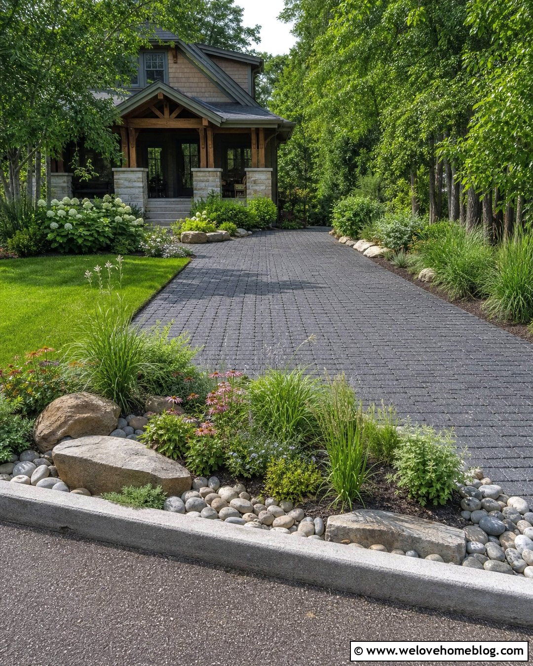 Driveway With Rain Garden Drainage - 25 front yard landscaping with driveway ideas