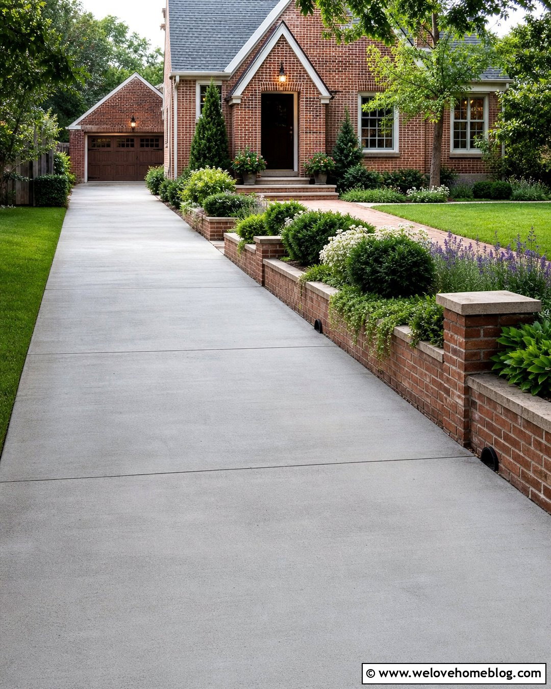 Driveway With Raised Brick Garden Beds - 40 landscaping along driveway ideas