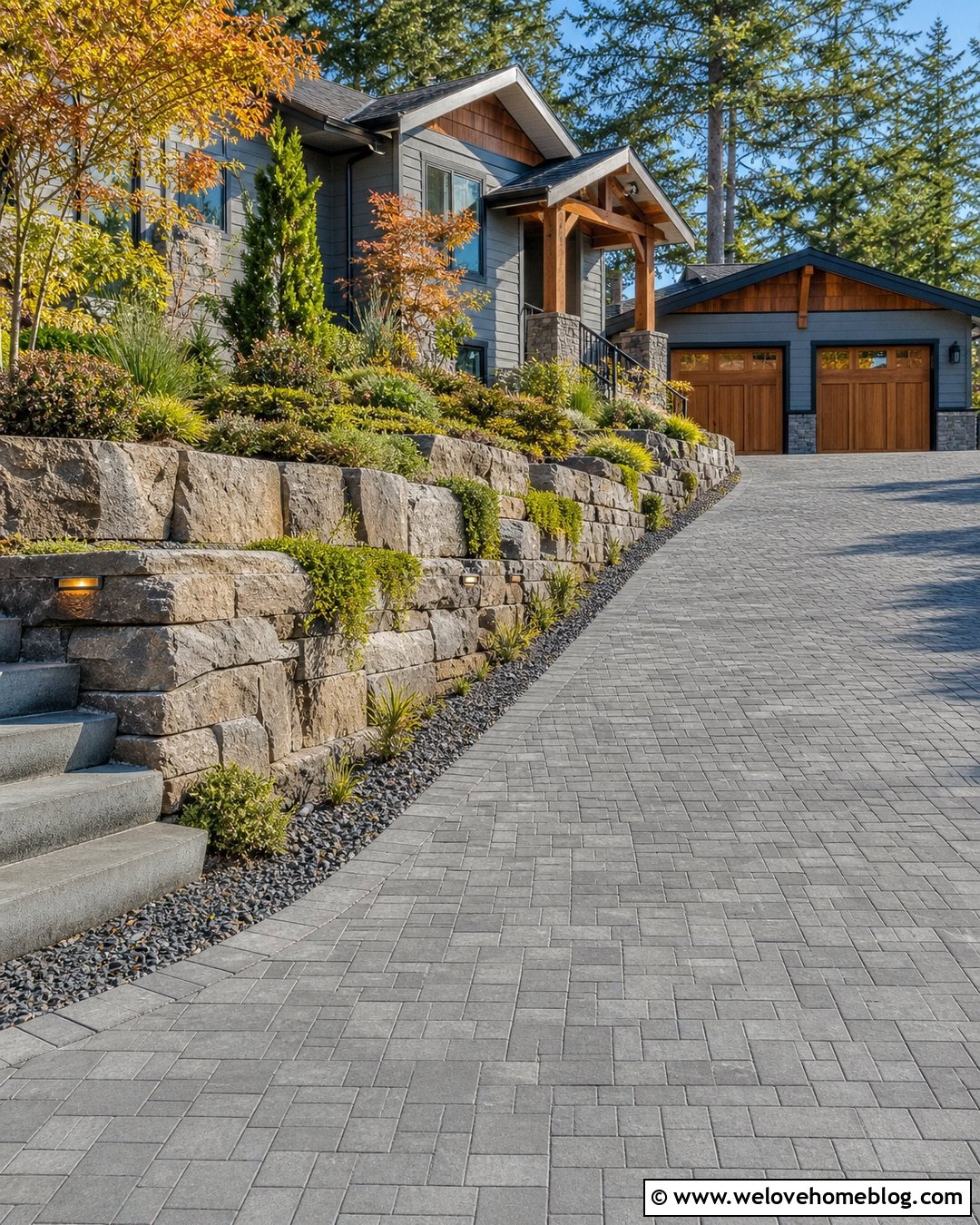 Driveway With Retaining Wall Landscaping - 50 Driveway Landscaping Ideas