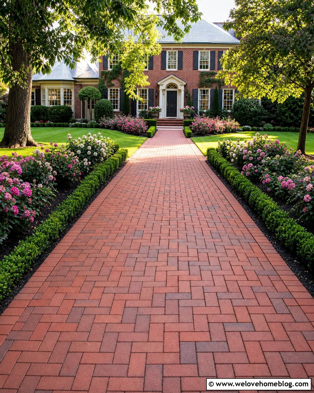 Driveway With Rose And Boxwood Borders - 40 landscaping along driveway ideas