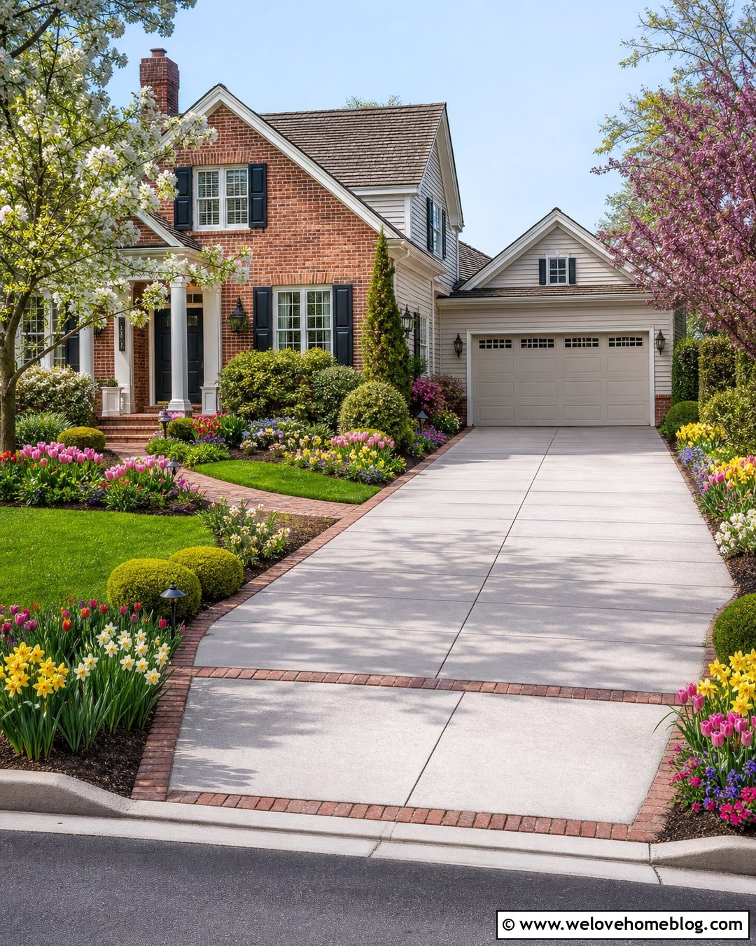 Driveway With Seasonal Bulb Borders - 40 landscaping along driveway ideas