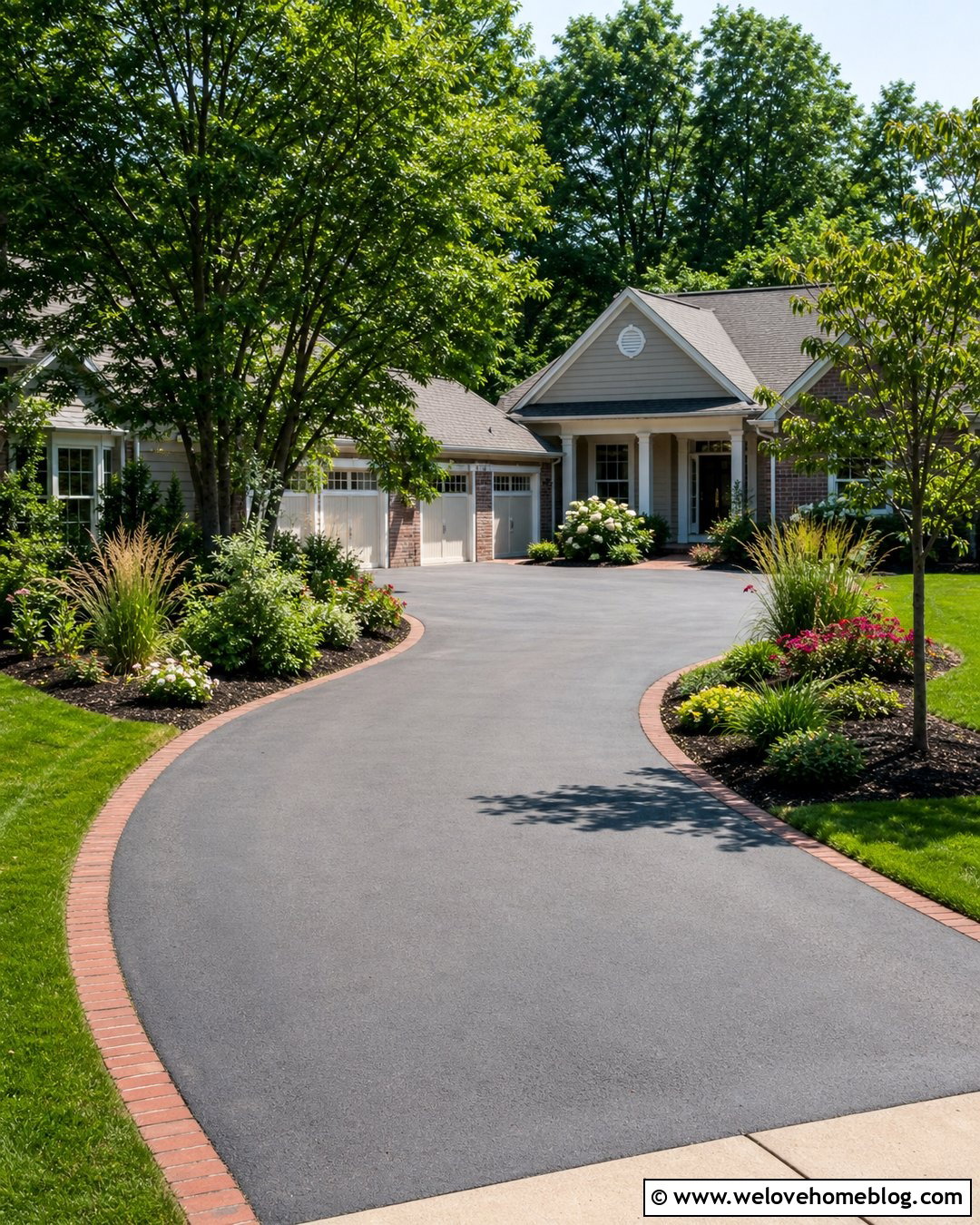 Driveway With Side Garden Beds - 50 Driveway Ideas