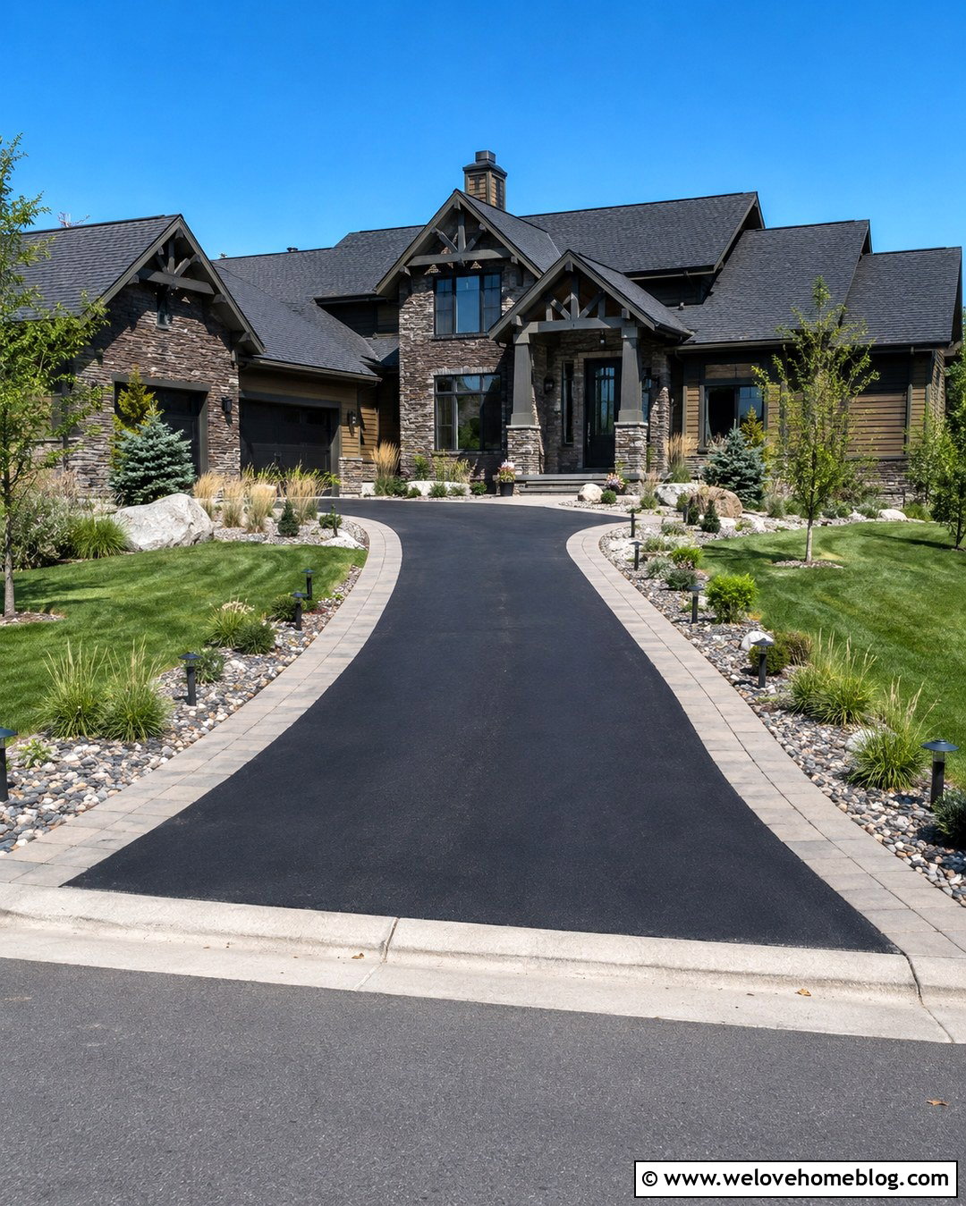 Driveway With Side Pavers And Lighting - 20 Driveway With Pavers On Side Ideas