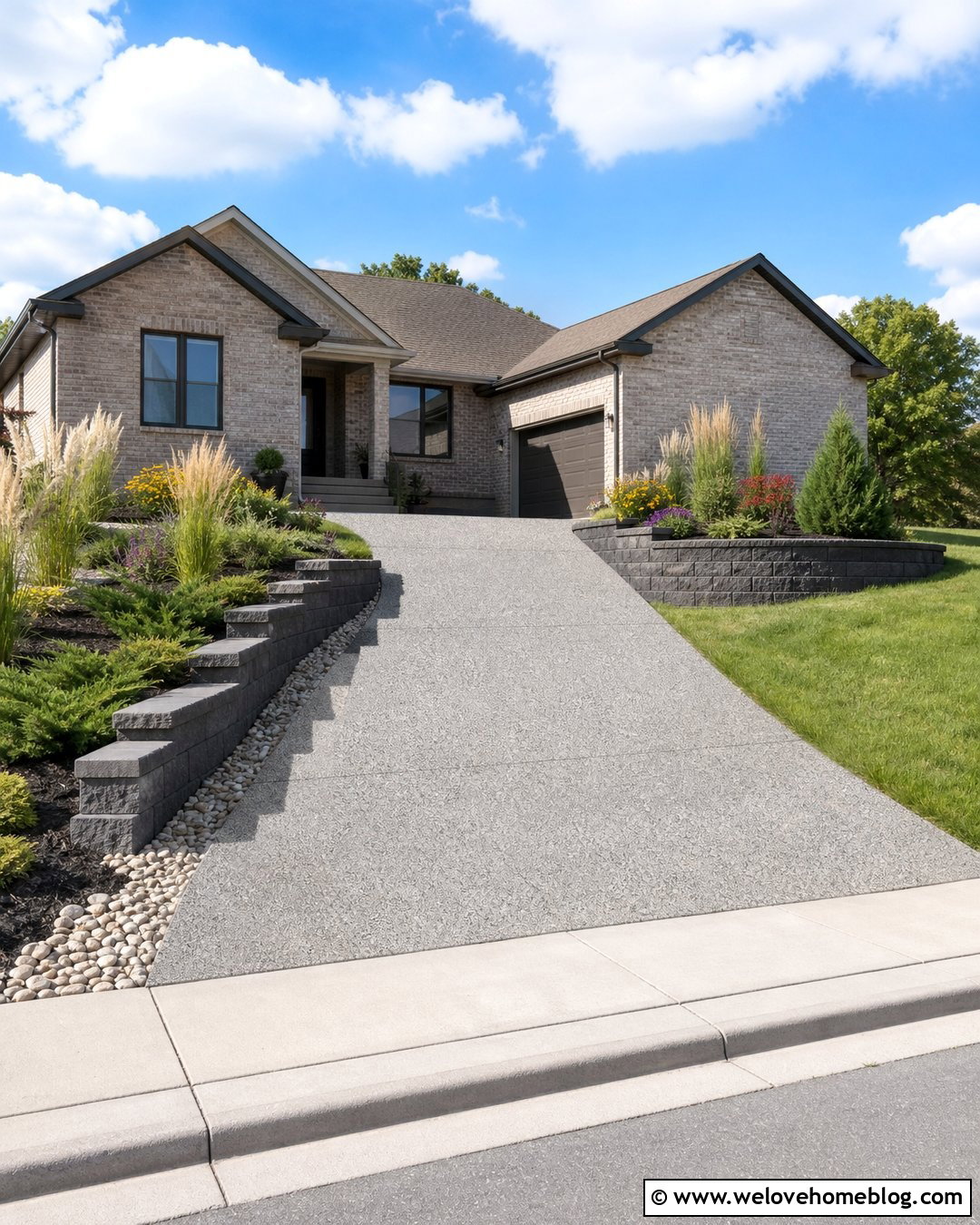 Driveway With Split Face Block Retaining Wall - 25 Driveway With Retaining Wall Ideas
