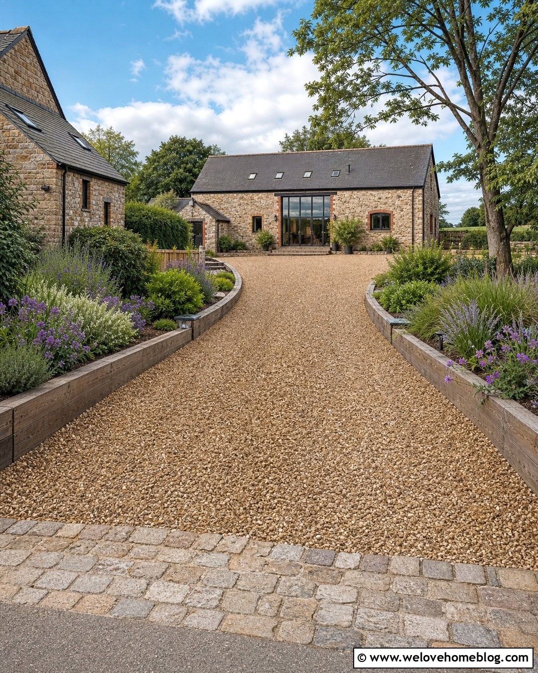 Driveway With Timber Edging - 30 driveway uk ideas