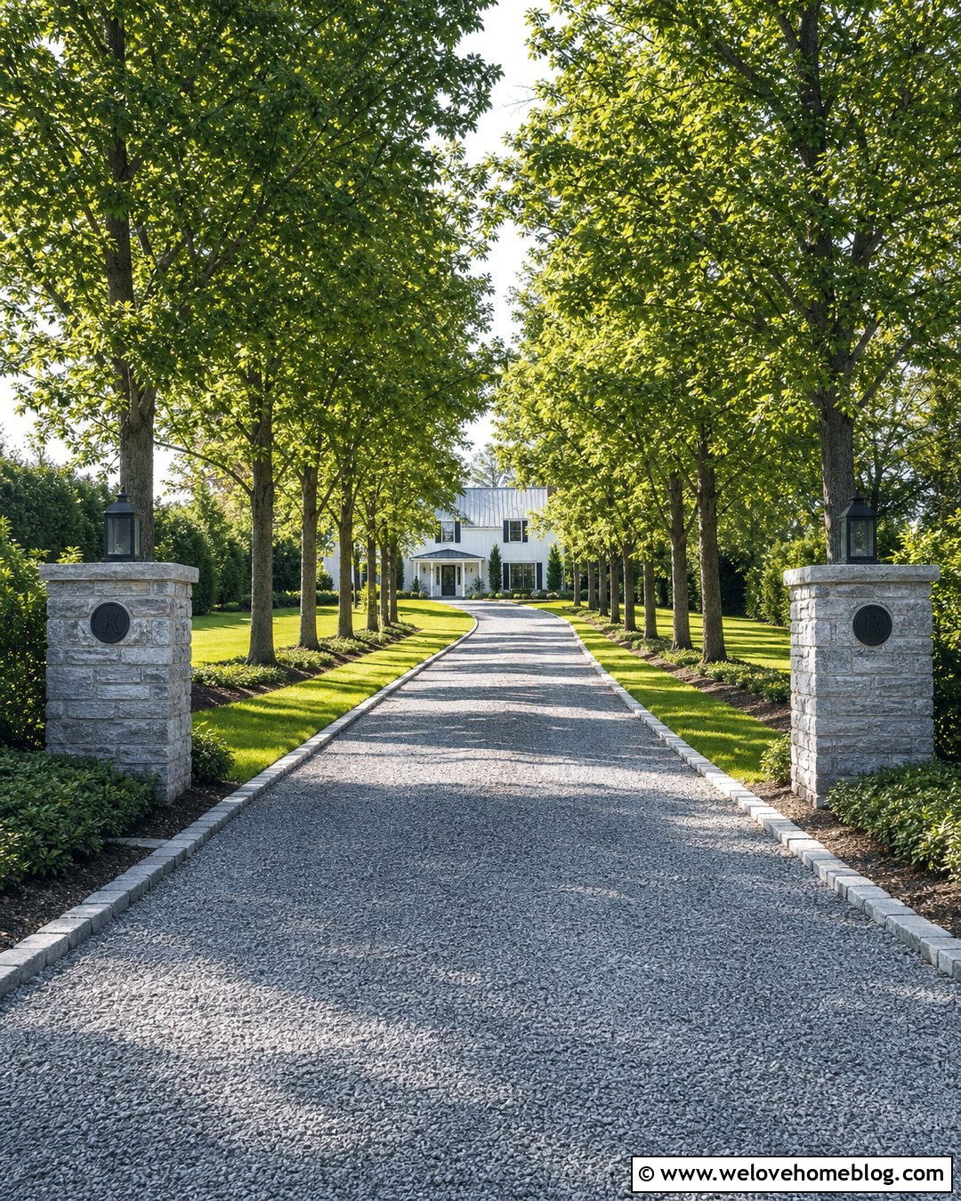 Driveway With Tree Lined Entrance - 20 Driveway Goals Ideas