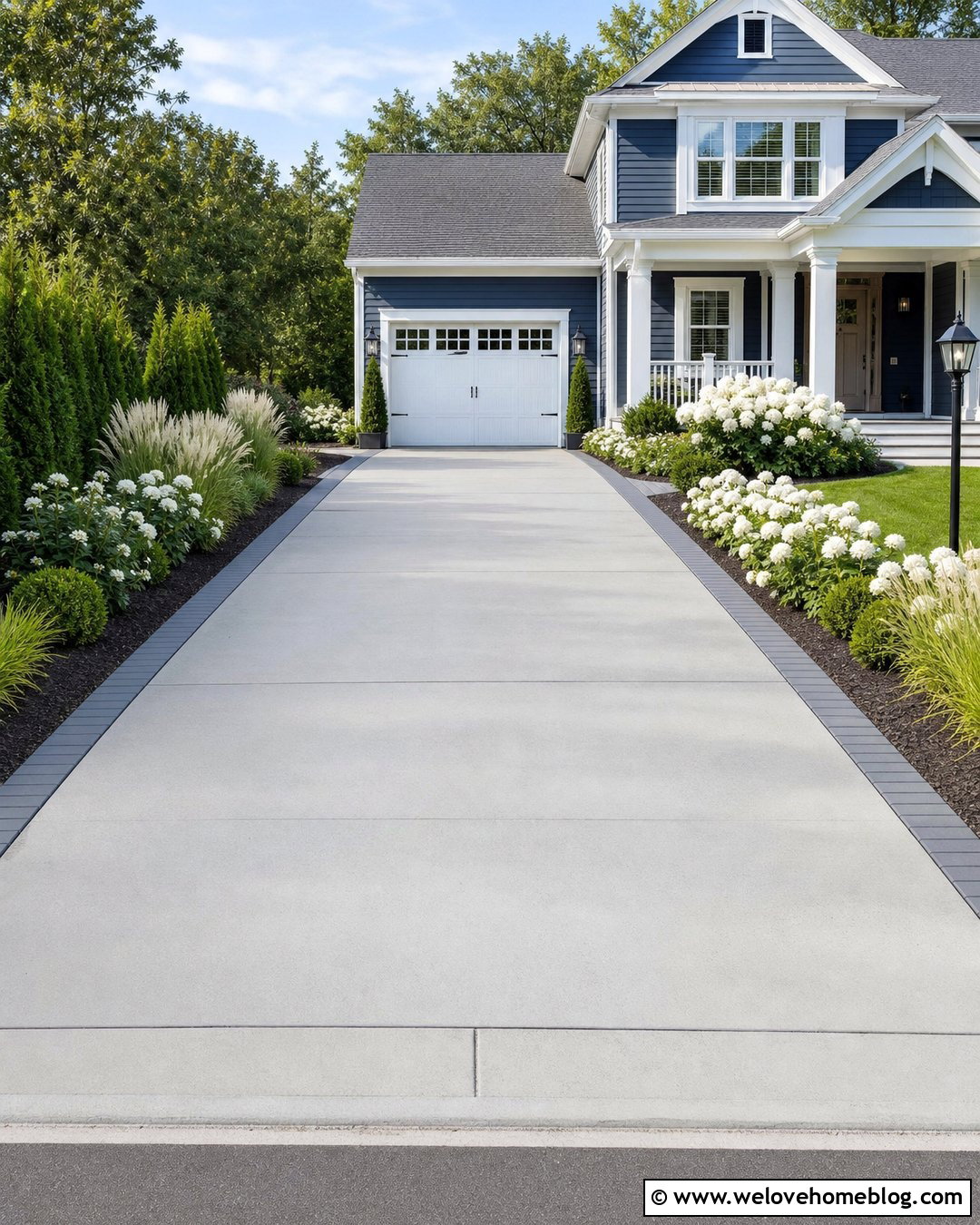 Driveway With White Flower Landscaping - 40 landscaping along driveway ideas