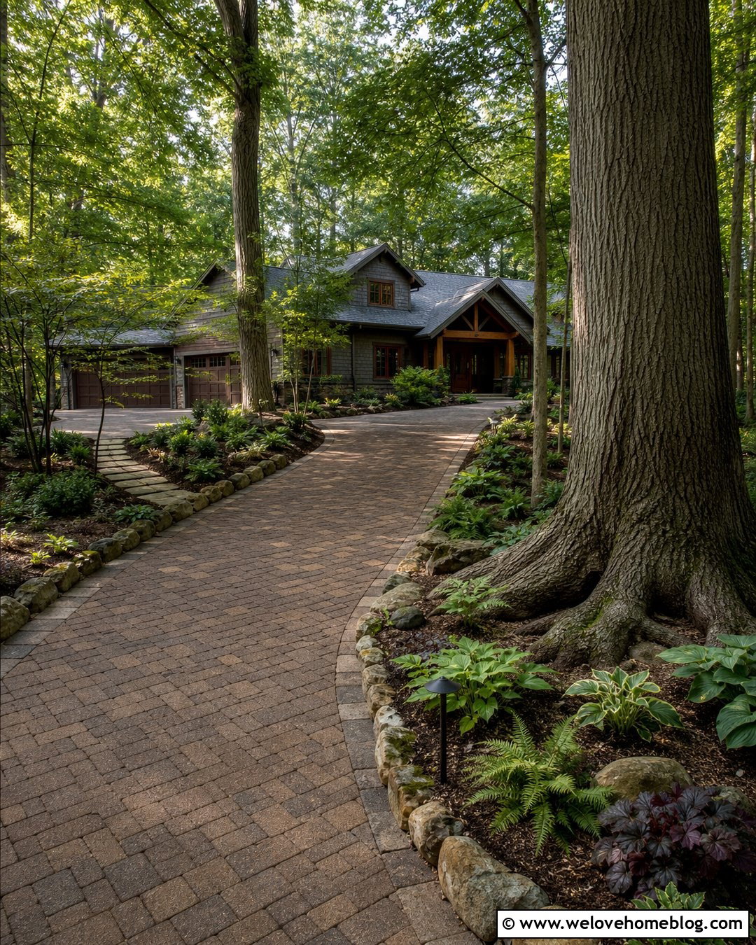 Driveway With Woodland Landscaping - 50 Driveway Landscaping Ideas