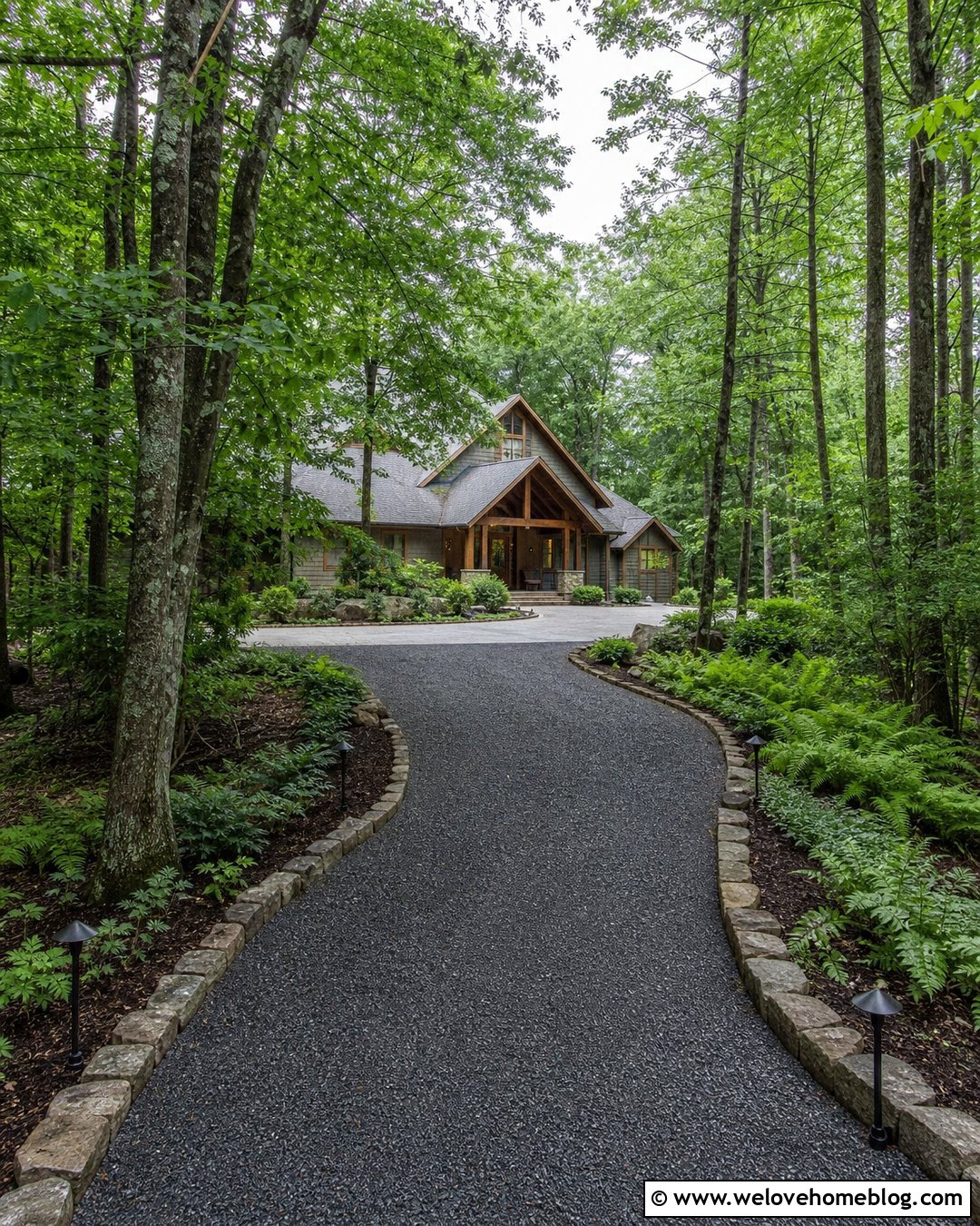 Driveway With Woodland Landscaping - 50 Driveway Ideas