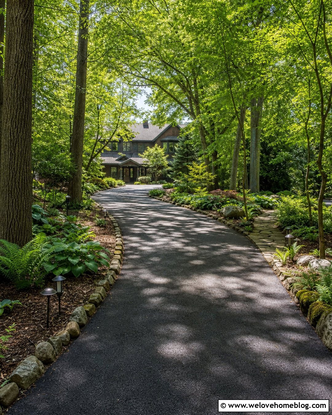 Driveway With Woodland Shade Landscaping - 40 landscaping along driveway ideas