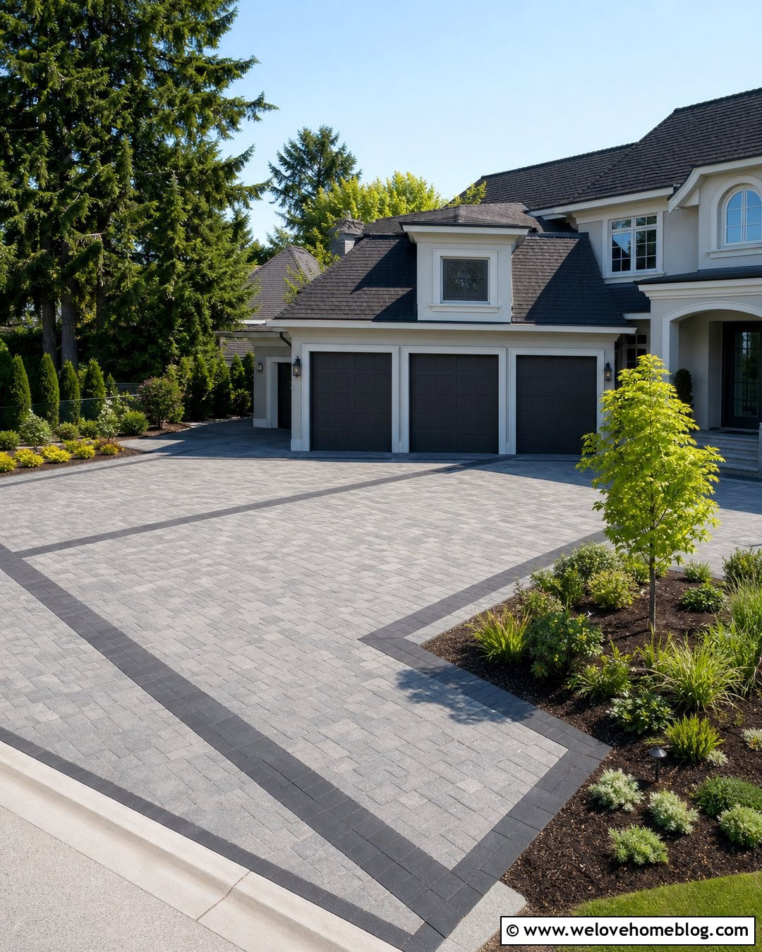 Driveway With a Landscaped Parking Court - 25 Landscape Driveway Ideas