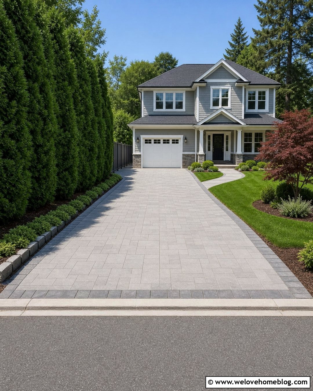 Driveway With a Privacy Hedge Border - 25 landscaping next to driveway ideas