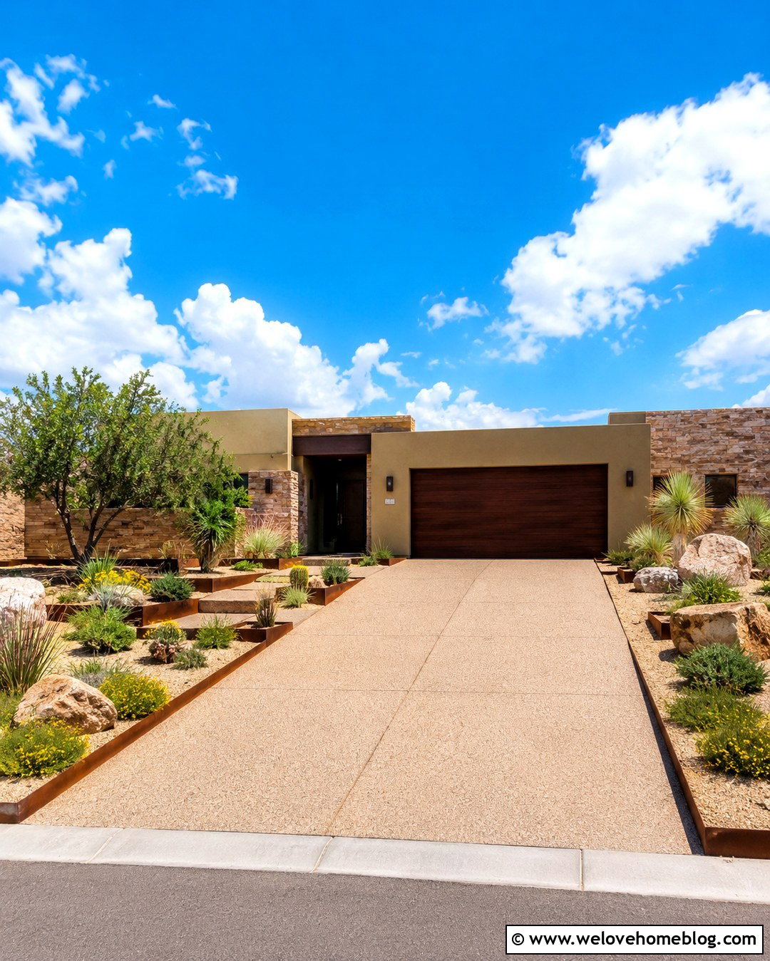 Drought Tolerant Shrub Lined Driveway - 20 shrub lined driveway ideas