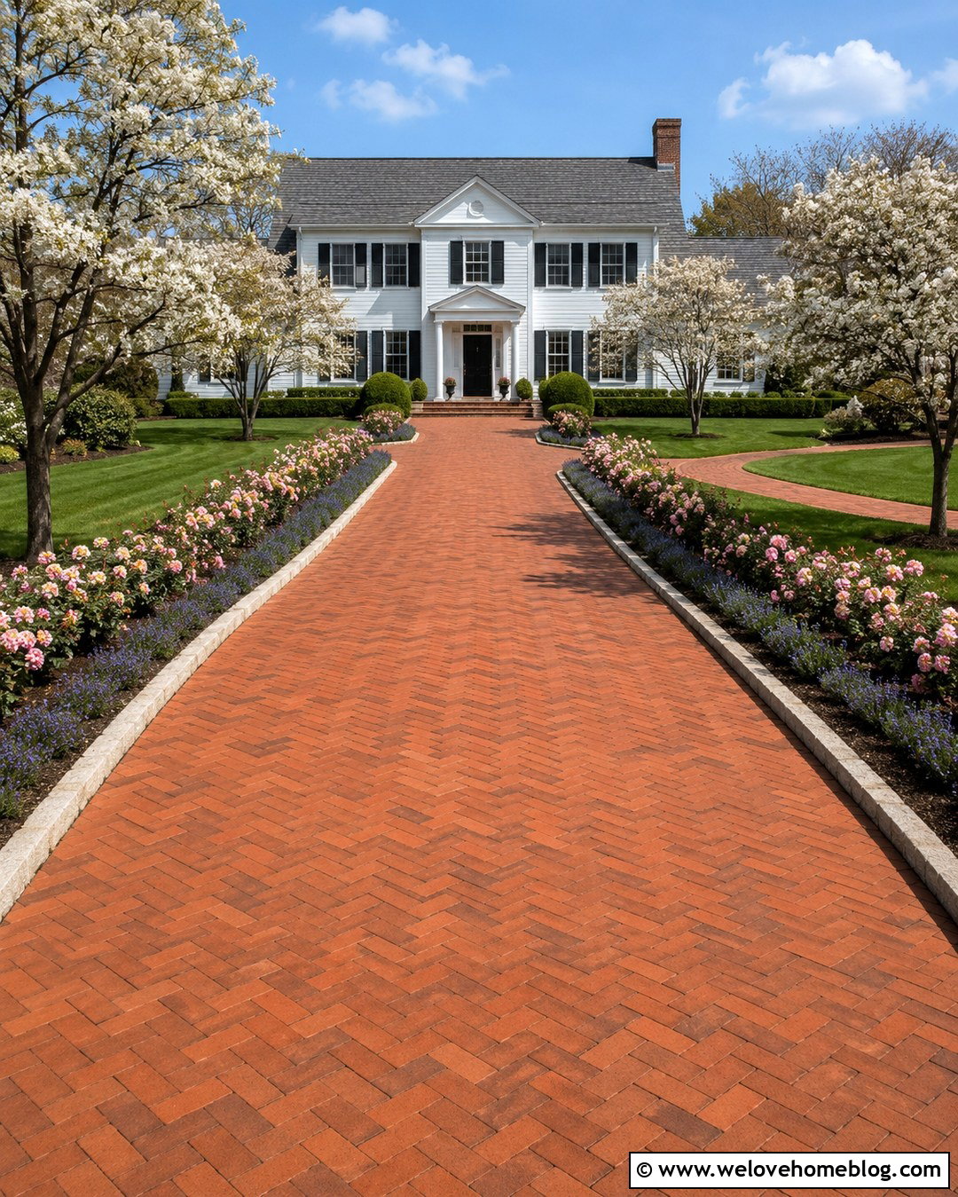 Dwarf Rose Border With Brick Driveway - 20 driveway border plants ideas