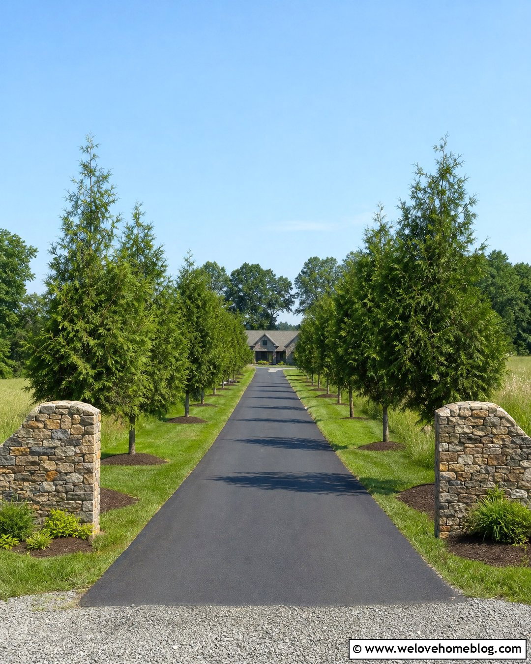 Eastern Red Cedar Asphalt Driveway - 20 trees to line driveway front yards ideas