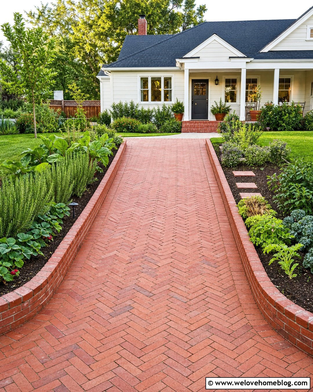 Edible Driveway Side Garden With Herbs - 20 Driveway Side Garden Ideas