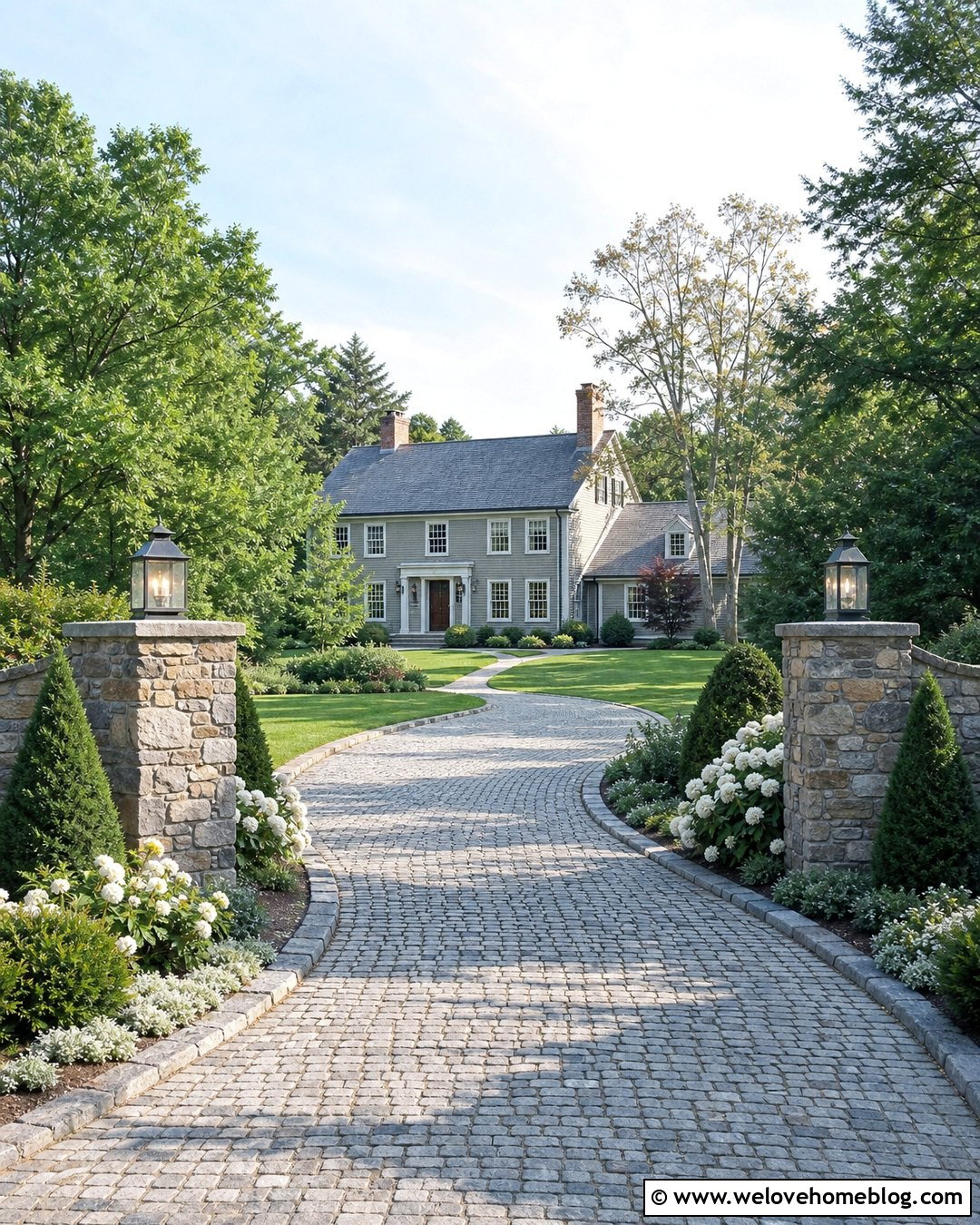 End Of Driveway Landscaping With Stone Pillars - 20 landscape end of driveway ideas