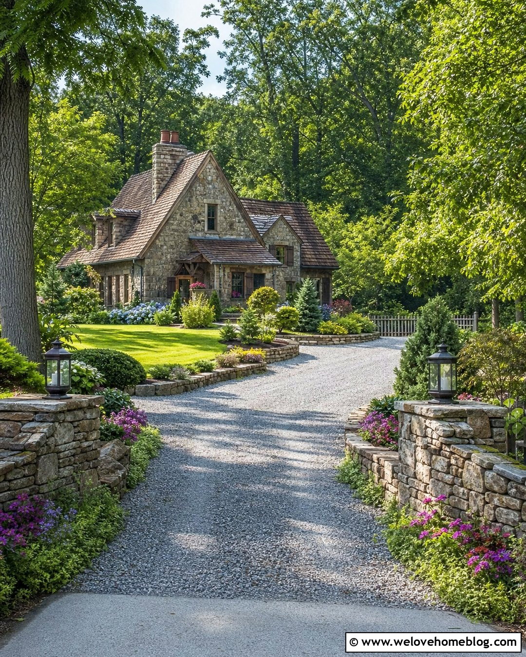 End Of Driveway Low Stone Walls - 20 end of driveway landscaping curb appeal ideas