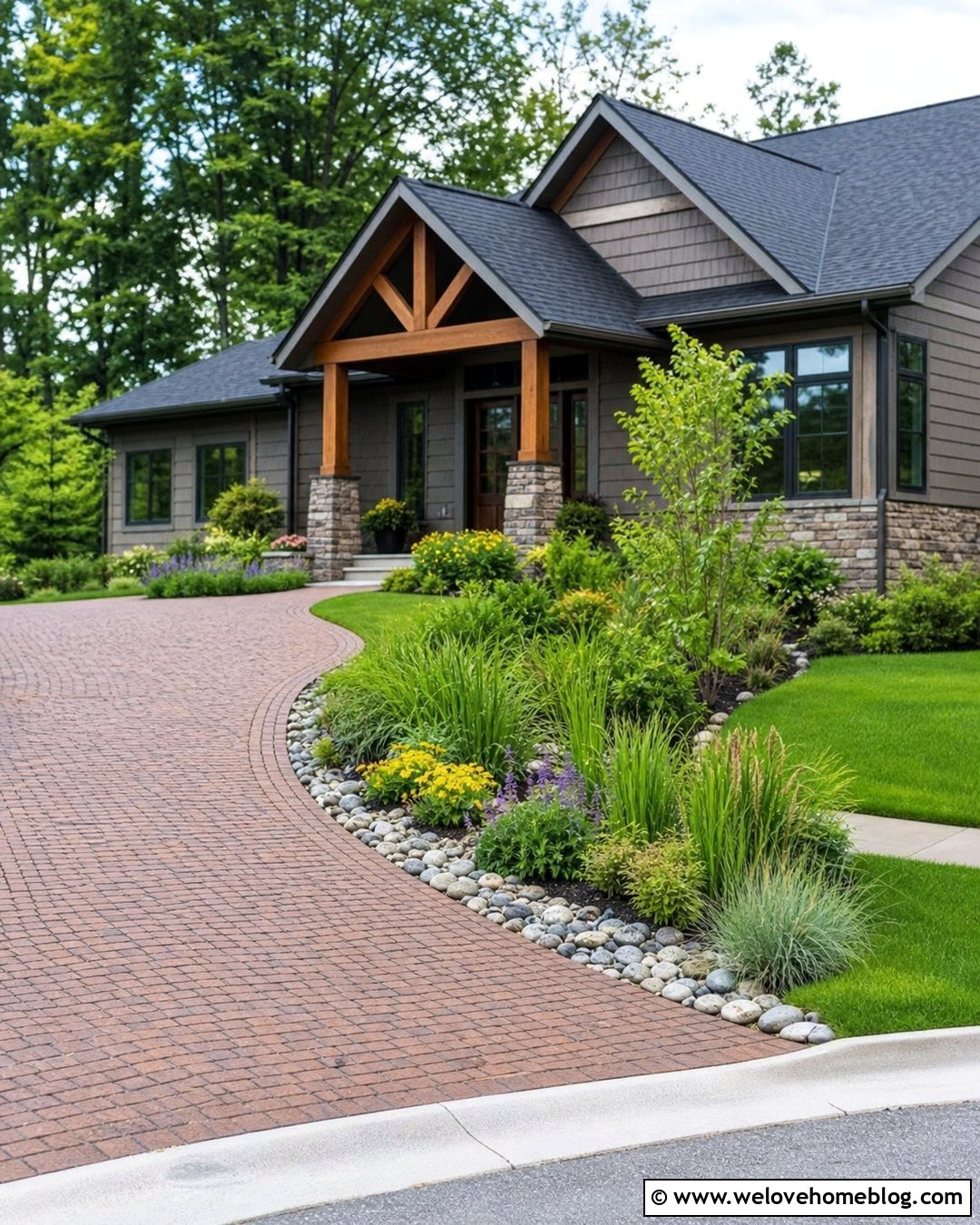 20 Landscape End of Driveway Ideas for a Welcoming Entry