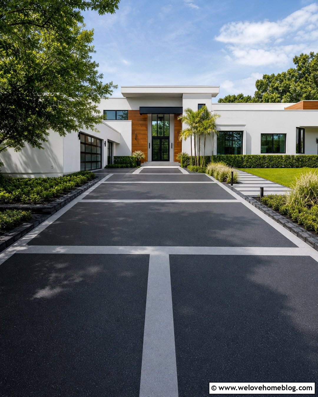 Epoxy Driveway With Geometric Pattern - 20 Epoxy Driveway Ideas