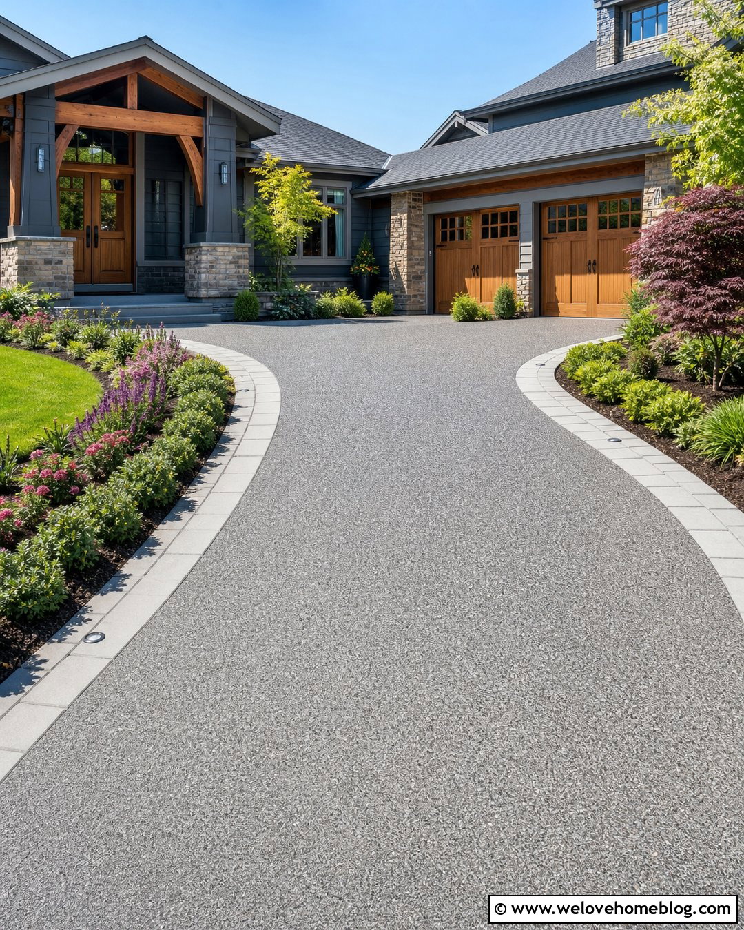 Epoxy Driveway With Lighted Borders - 20 Epoxy Driveway Ideas