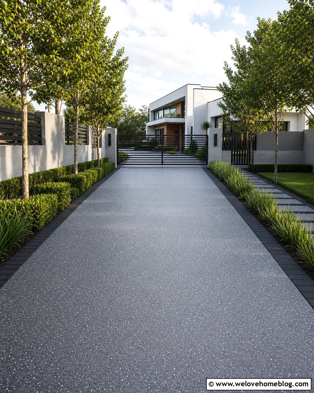 Epoxy Driveway With Modern Gate - 20 Epoxy Driveway Ideas