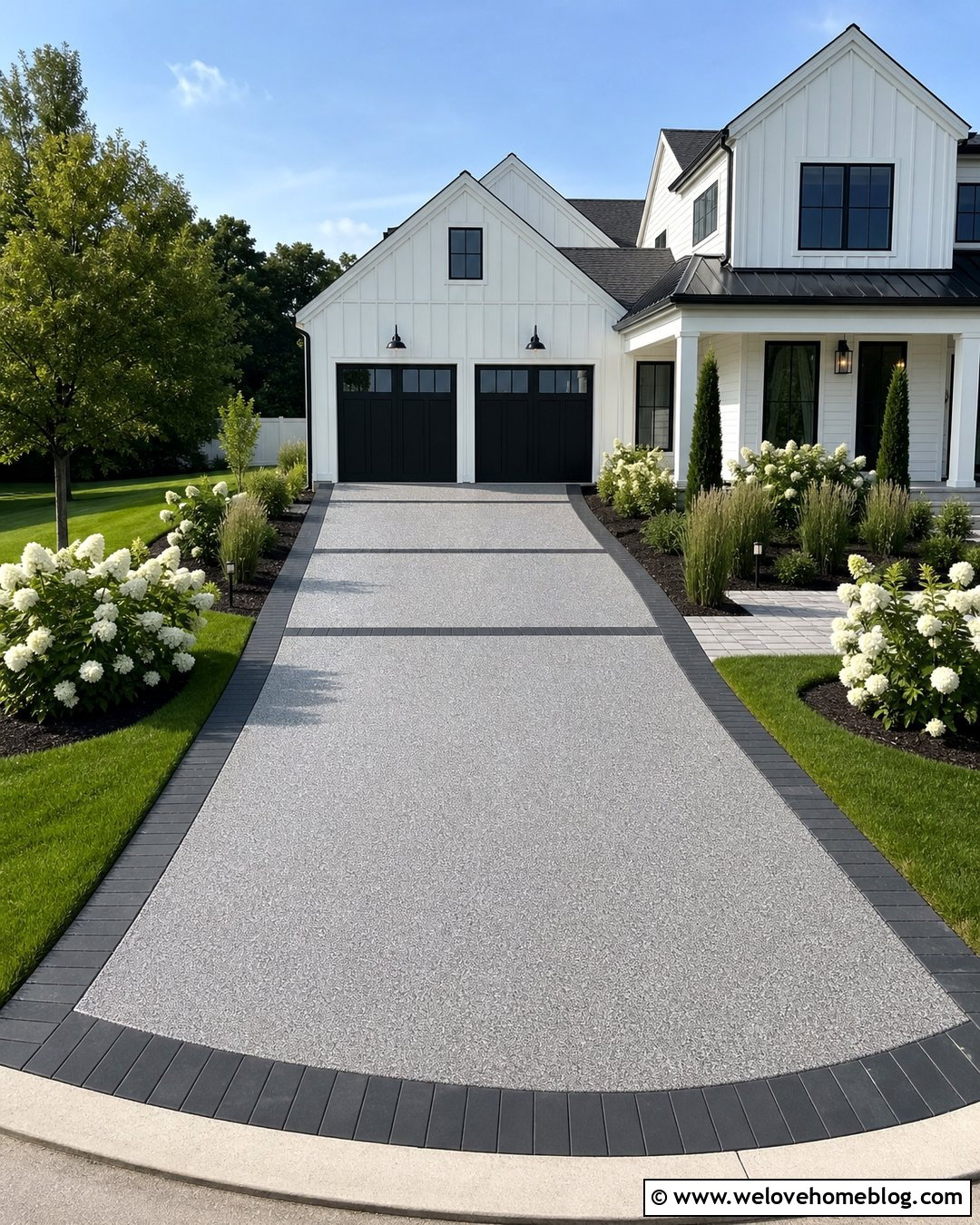 Epoxy Driveway With Paver Ribbons - 20 Epoxy Driveway Ideas