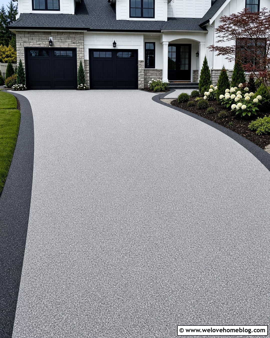 Epoxy Driveway With Two Tone Border - 20 Epoxy Driveway Ideas