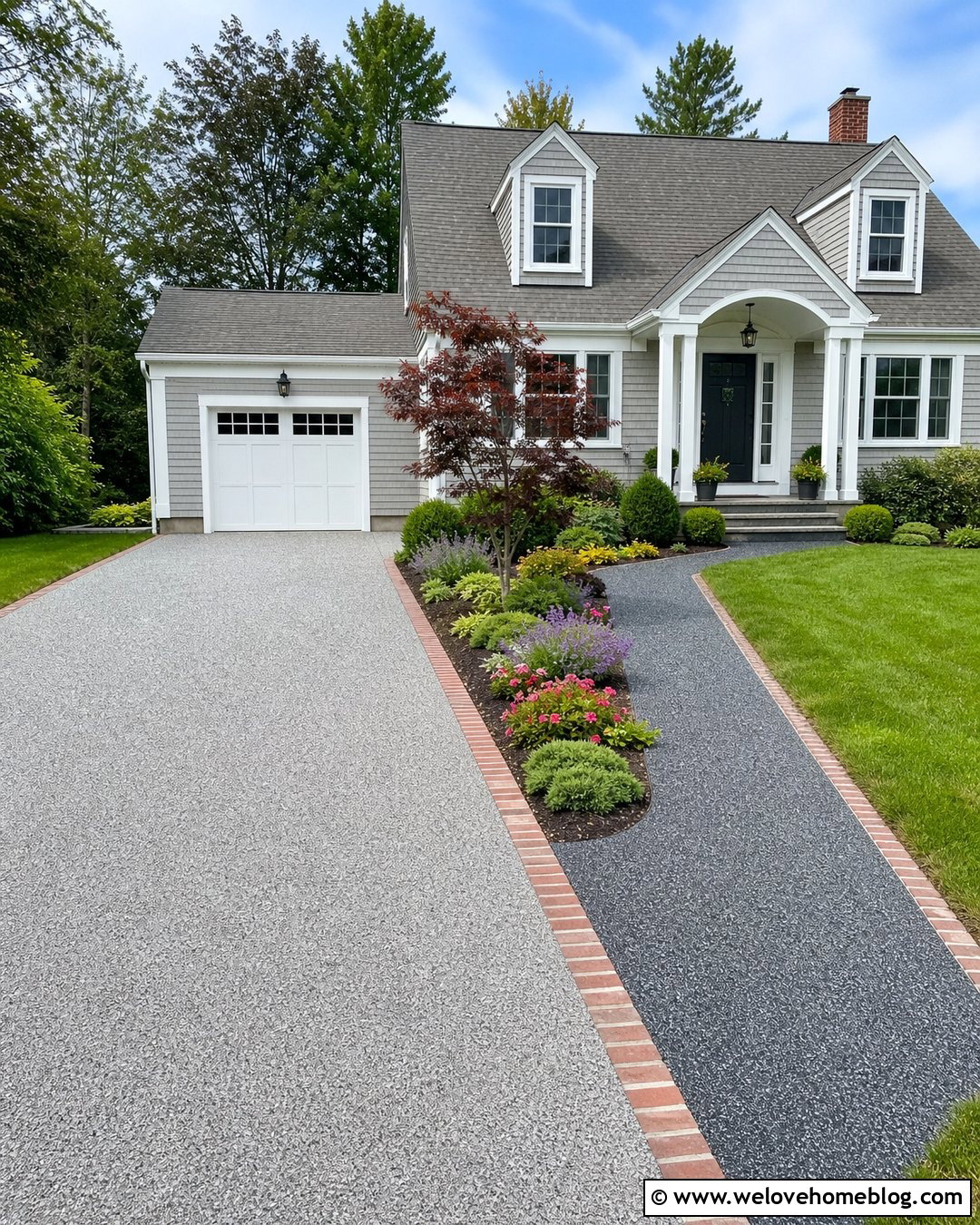Epoxy Stone Driveway With Integrated Walkway - 20 Epoxy Stone Driveway Ideas