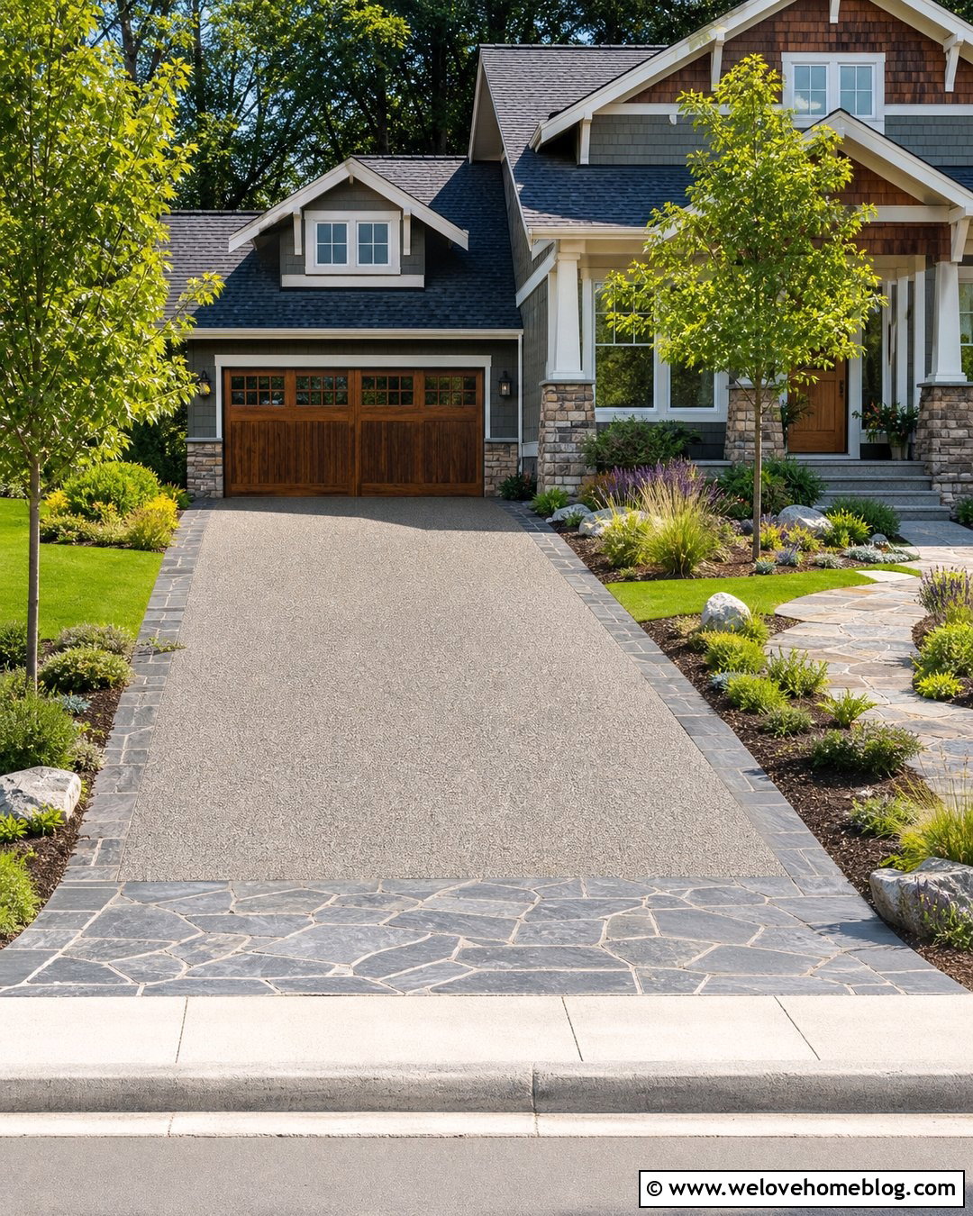 Epoxy Stone Driveway With Natural Stone Apron - 20 Epoxy Stone Driveway Ideas
