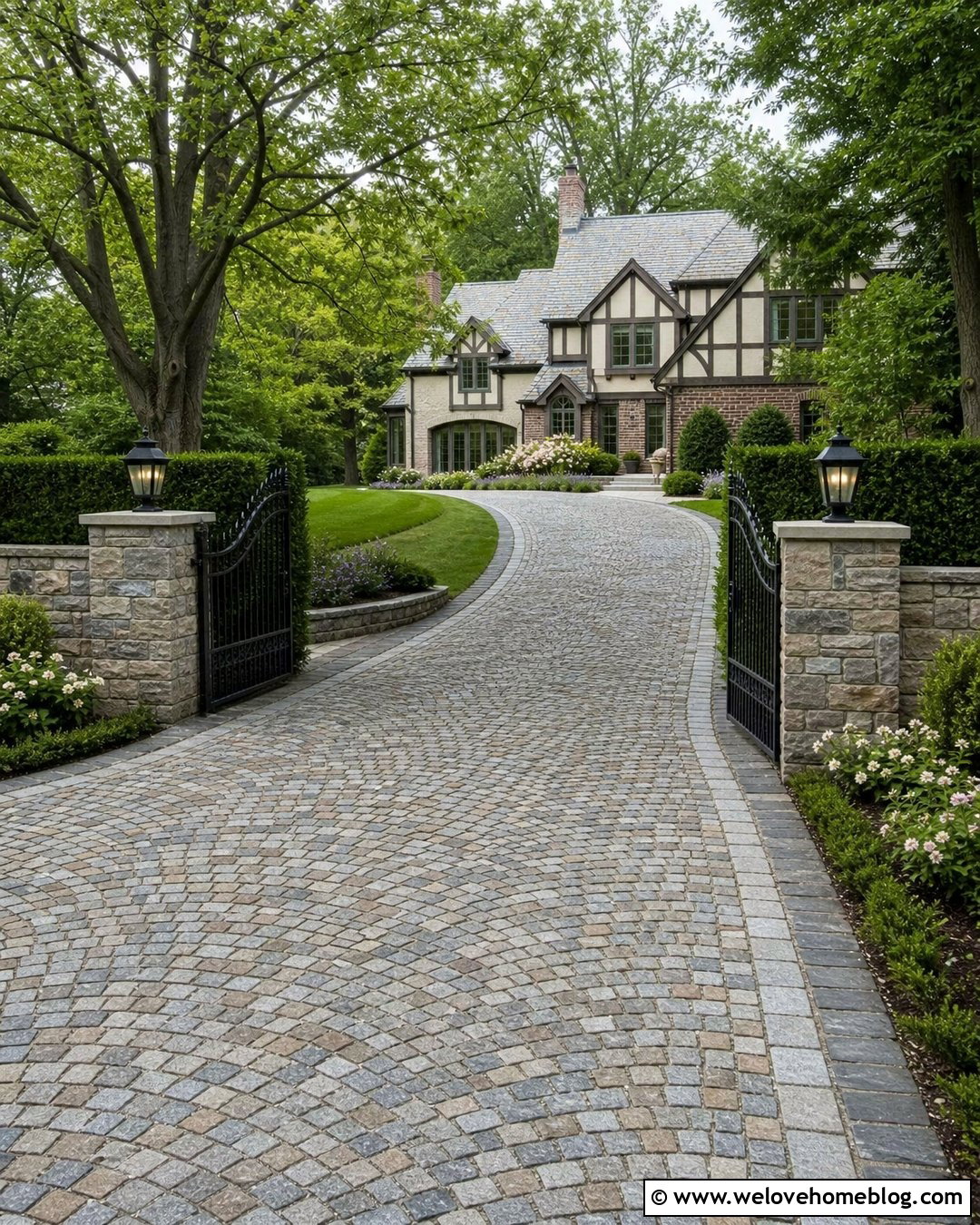 European Cobblestone Paver Driveway - 20 stone paver driveway ideas