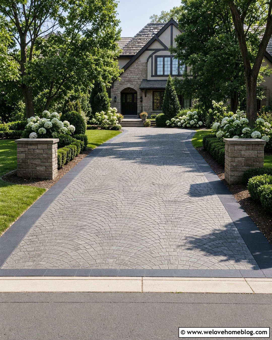 European Fan Stamped Concrete Driveway - 25 stamped driveway concrete ideas
