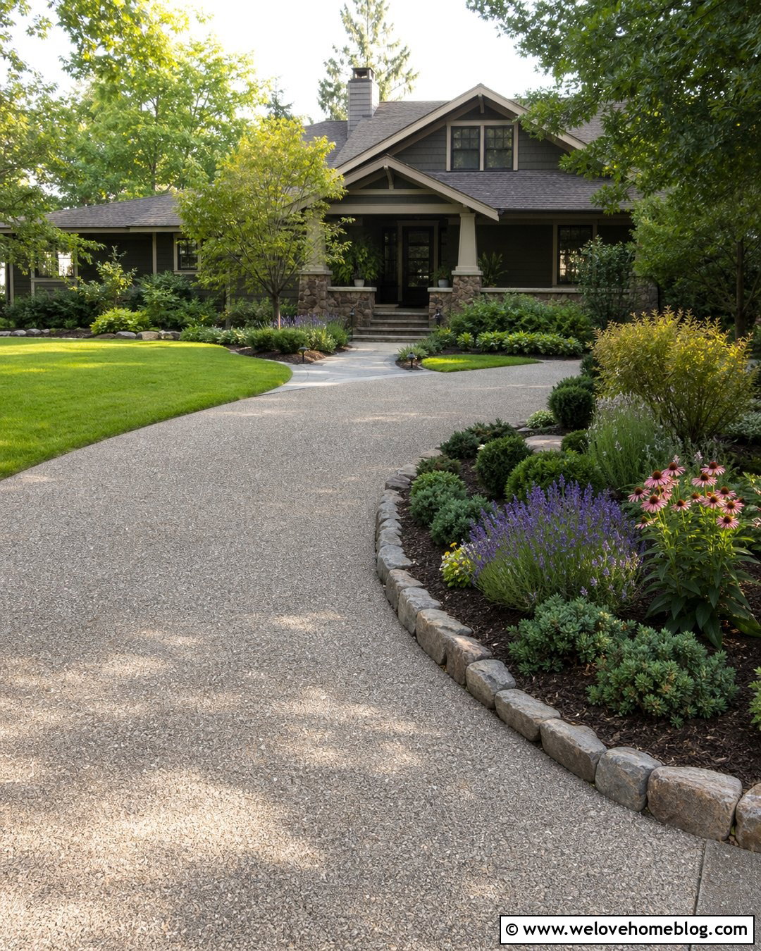 Evergreen And Flower Bed Along Driveway - 20 flower beds by driveway ideas