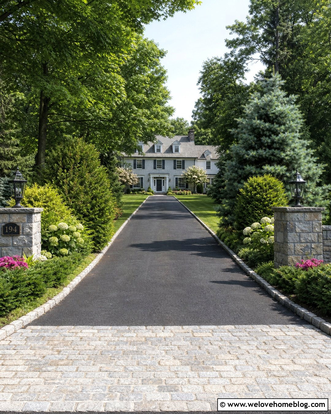 Evergreen Driveway Entrance - 40 Driveway Entrance Curb Appeal Ideas