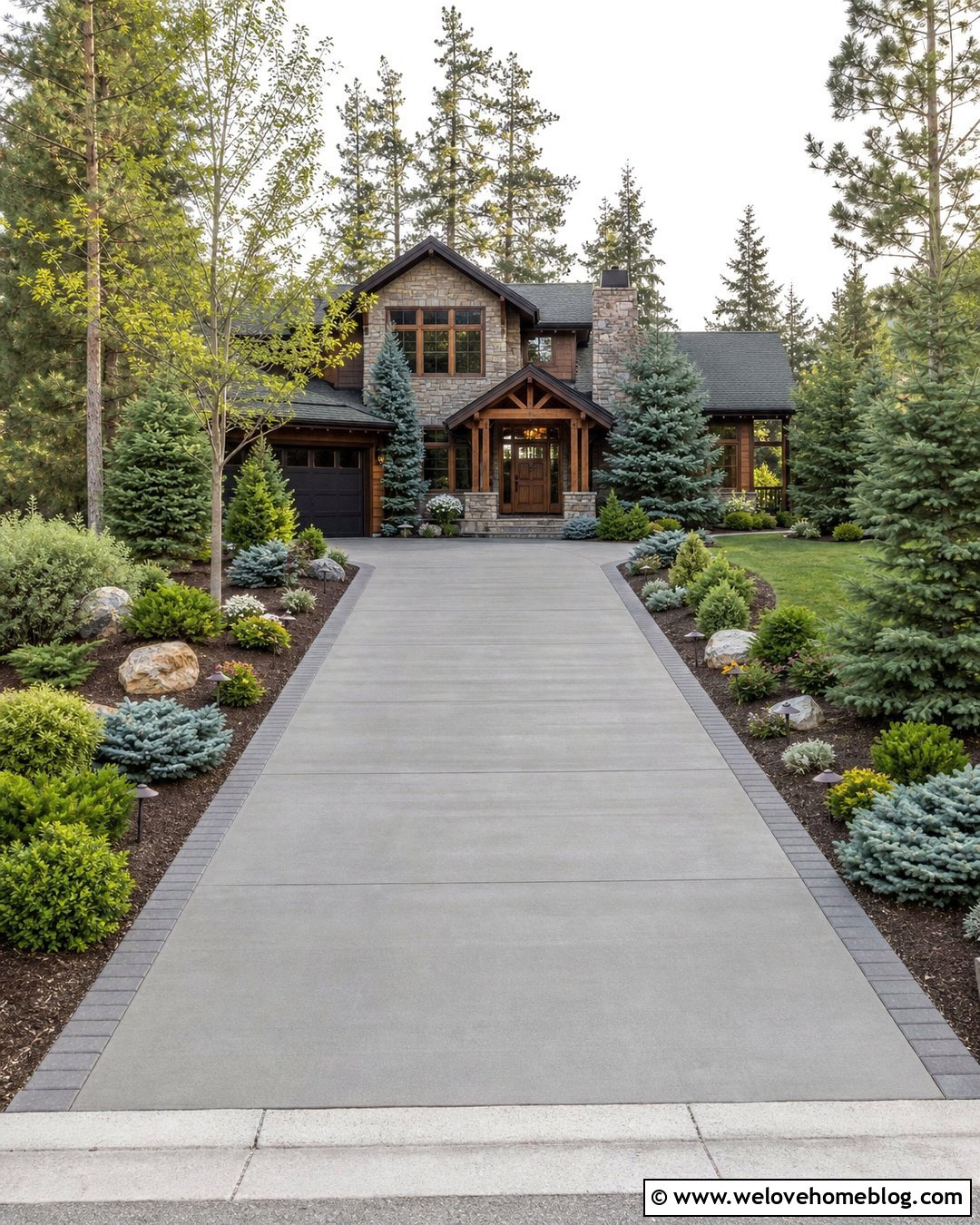 Evergreen Driveway Planting - 35 Driveway Planting Ideas