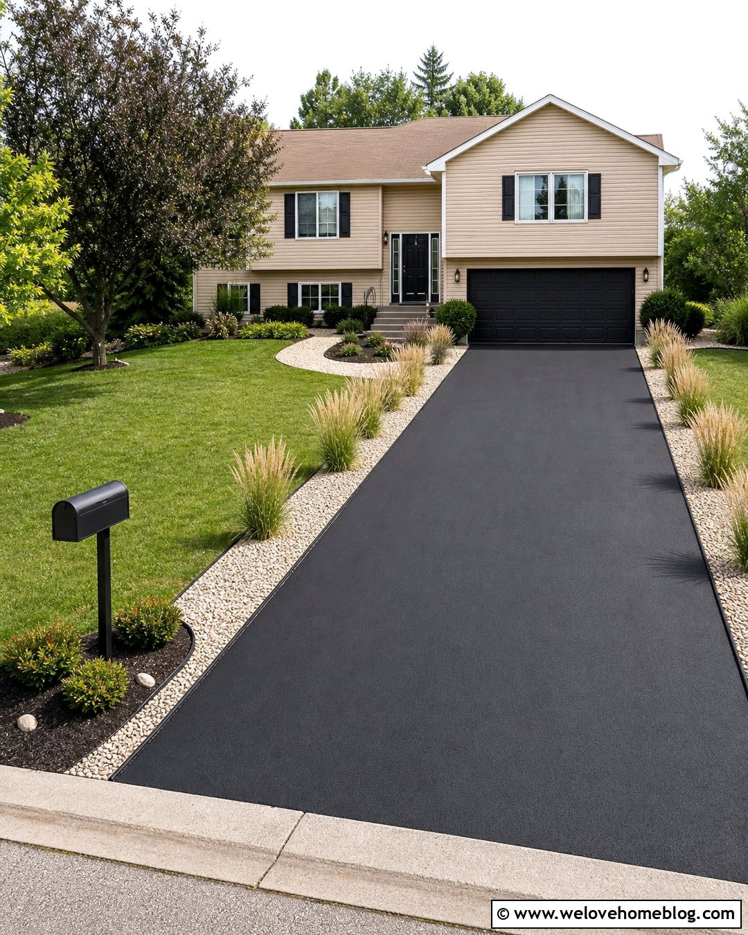 Existing Asphalt Driveway With Gravel Borders - 35 cheap driveway ideas