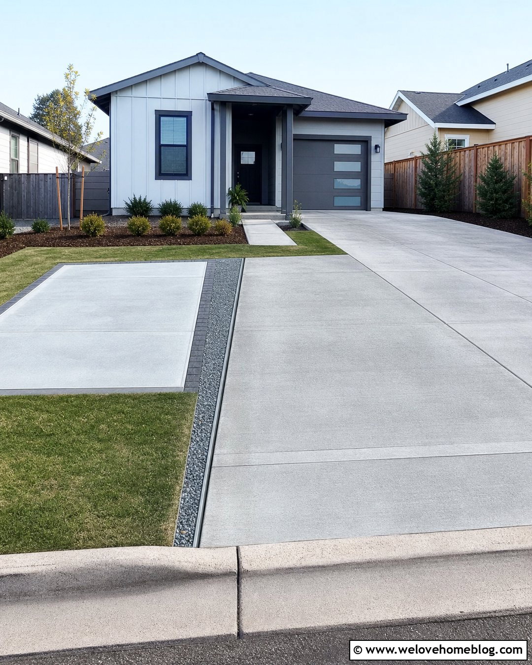 Existing Concrete Driveway With Gravel Expansion - 35 cheap driveway ideas