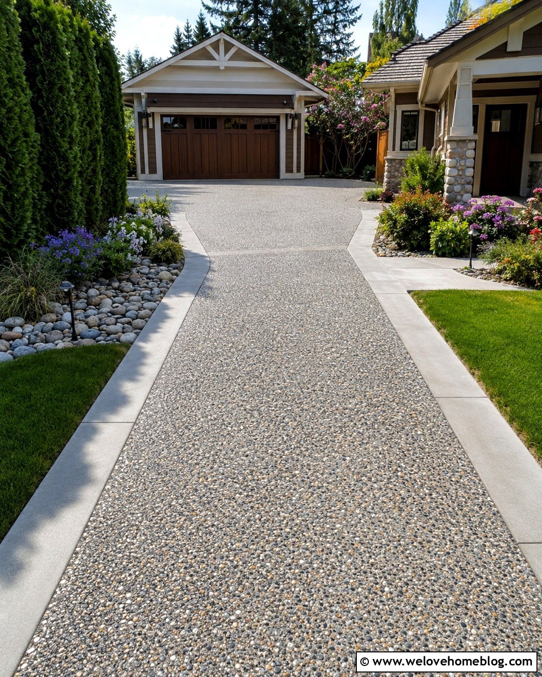 Exposed Aggregate Backyard Driveway - 20 Driveway In Backyard Ideas
