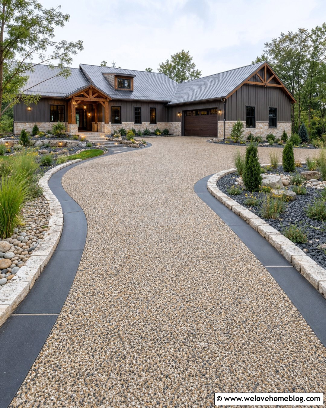 Exposed Aggregate Barndominium Driveway - 20 Barndominium Driveway Ideas