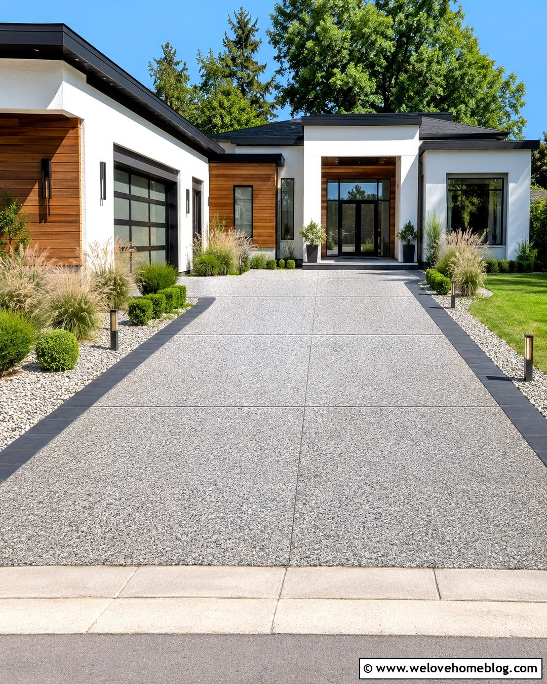 Exposed Aggregate Concrete Driveway - 20 modern driveway with textured surface ideas