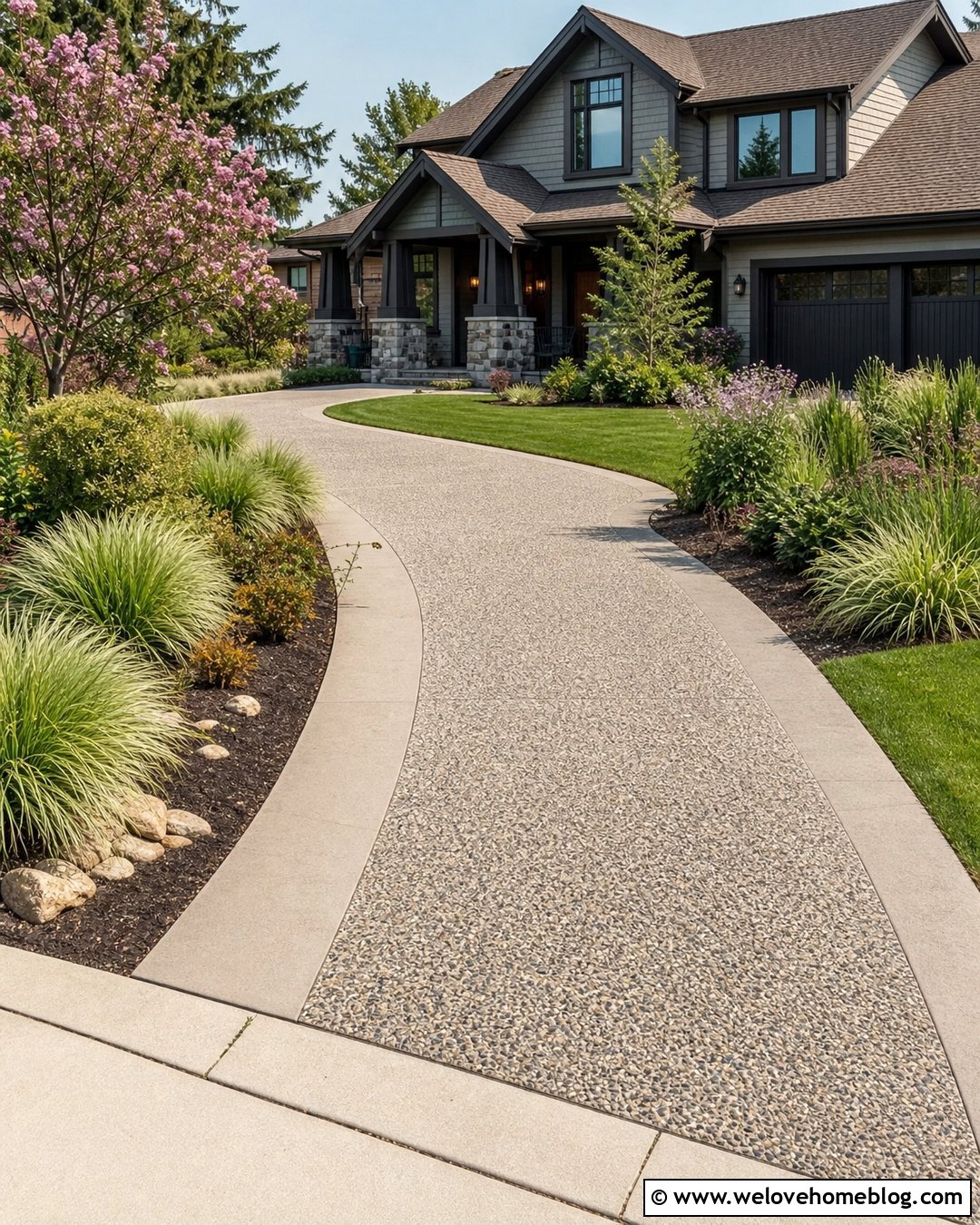 Exposed Aggregate Concrete Driveway - 25 Driveways Concrete Ideas