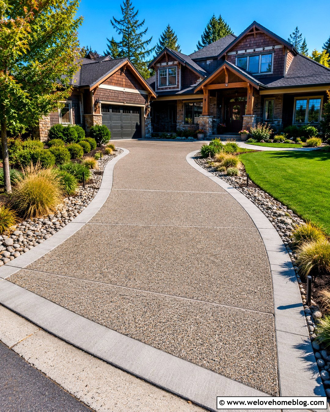 Exposed Aggregate Concrete Driveway - 20 concrete driveway construction site ideas
